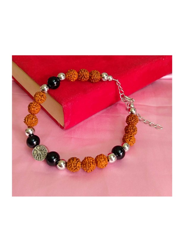 Stylish  Tree of life Black Quartz Rudraksha Bracelet